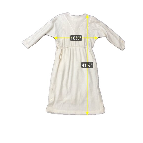 Vintage Yea Woan White Midi Dress With Button Cuffs - Picture 6 of 8